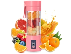 Exprimidor de frutas portátil con vaso para batidos, seis cuchillas, recargable por USB, color rosa, Facpoet