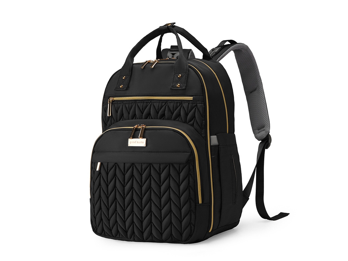 Mochila de viaje para pañales, mochila de viaje para bebé con cambiador, correa para cochecito y bolsa térmica negra Hexinyigjly