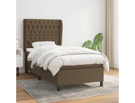 vidaXL Cama con somier y colchón 90x190 cm tela marrón oscuro