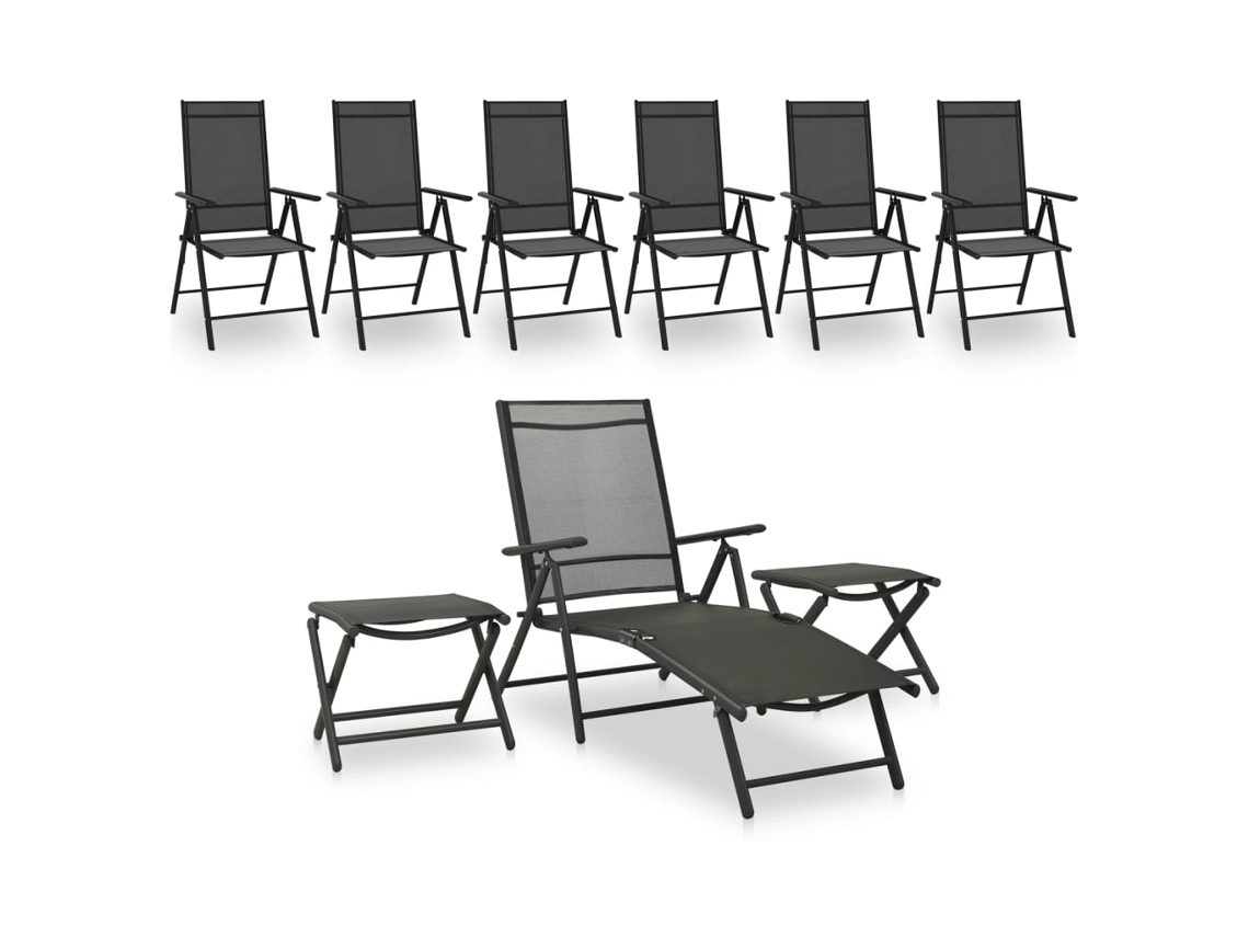 Conjunto de muebles de jardín DKD Home Decor en negro y antracita (9 piezas)