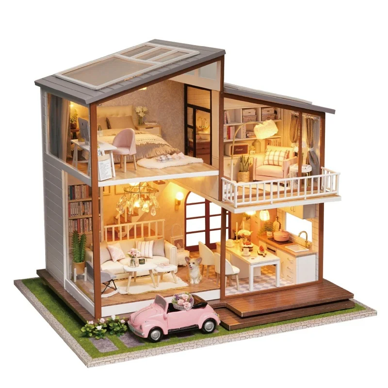 Villa Tipo Loft Para Una Vida Tranquila, Kit De Bricolaje Para Maquetas De Casas De Muñecas En Miniatura