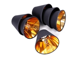 Omni-6 Fundas De Lámpara Pequeñas Negro Y Oro Con Socket E14 Para Lámparas De Mesa Y Pie