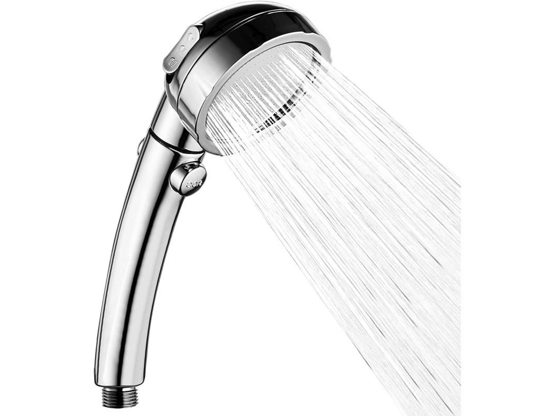 Ducha de mano universal 2026 con 3 modos de ahorro de agua, botón de parada, material ABS, conexión estándar de 1/2".