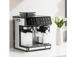 Cafetera Espresso Semiautomática Con Molinillo Integrado Doble Caldera Doble Bomba 20 Niveles Titanio Espumador Auto Pid 12 Menús 2,7l Negro