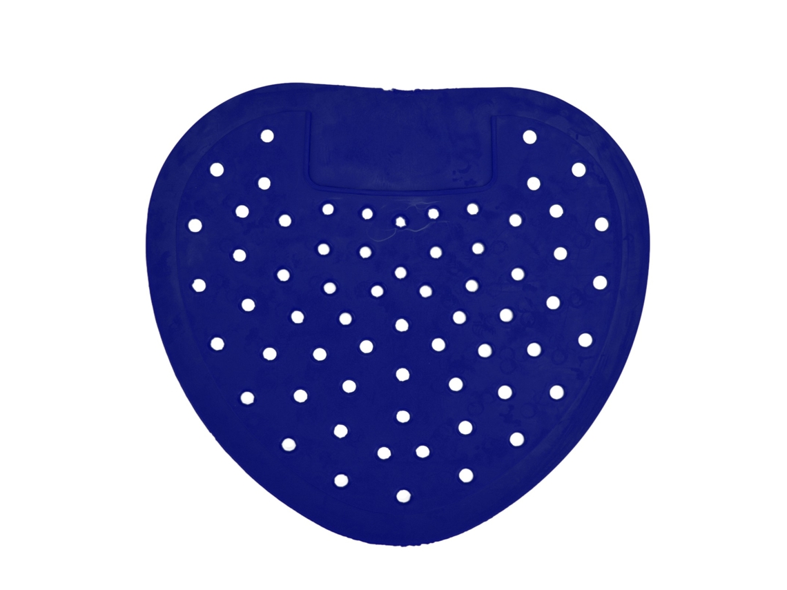 Desodorante azul antisalpicaduras para urinarios con agujeros grandes.