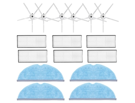 Kit de repuesto para aspiradora Xiaomi Roborock S7 T7S T7 Plus, incluye 6 cepillos laterales, 6 filtros Hepa y 4 paños de fregona