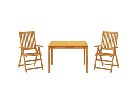Conjunto 3 de comedor de jardín VIDAXL madera maciza de acacia