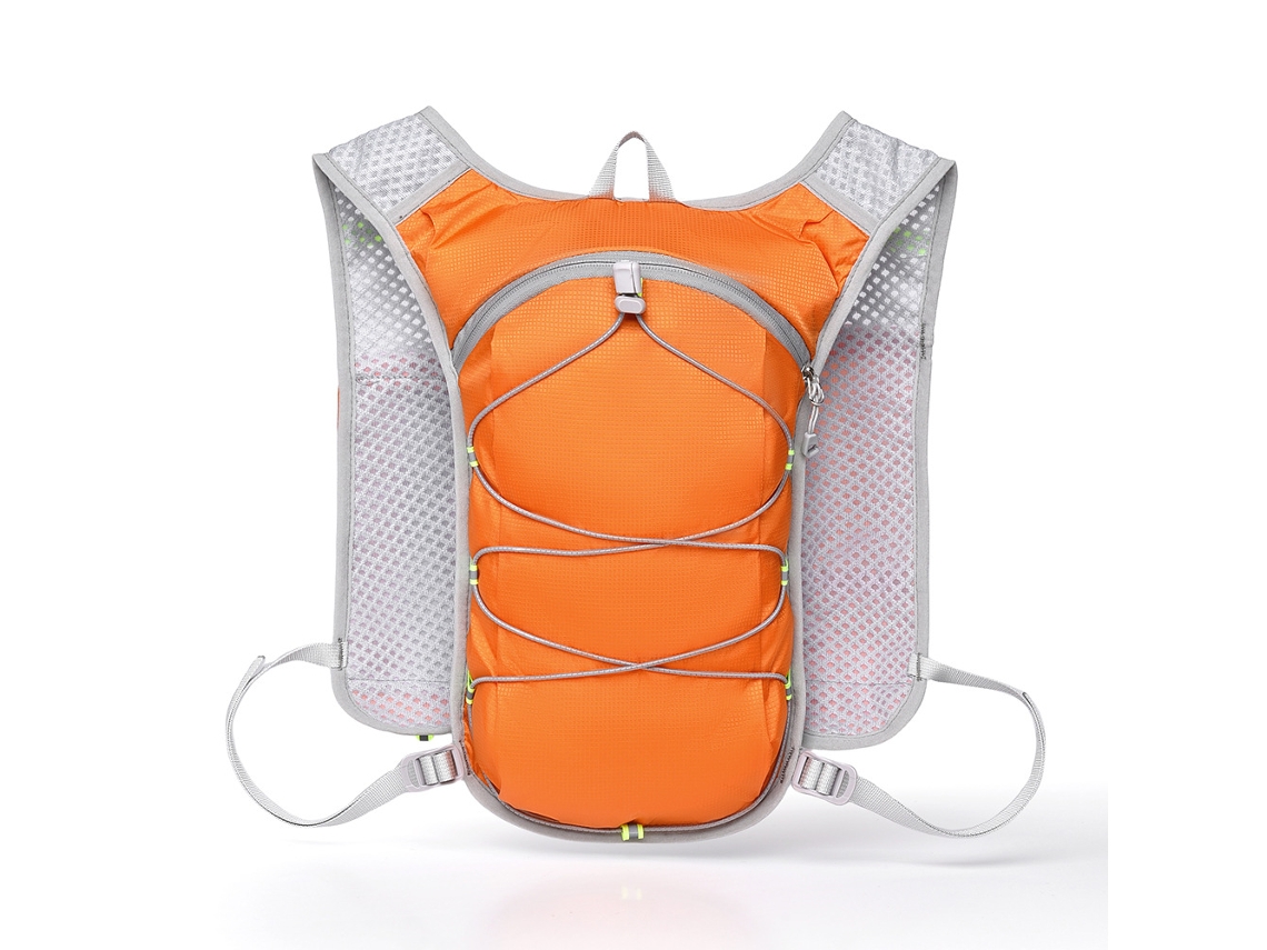 Mochila de gran capacidad (naranja), ideal para ciclismo, montañismo, maratones y senderismo.