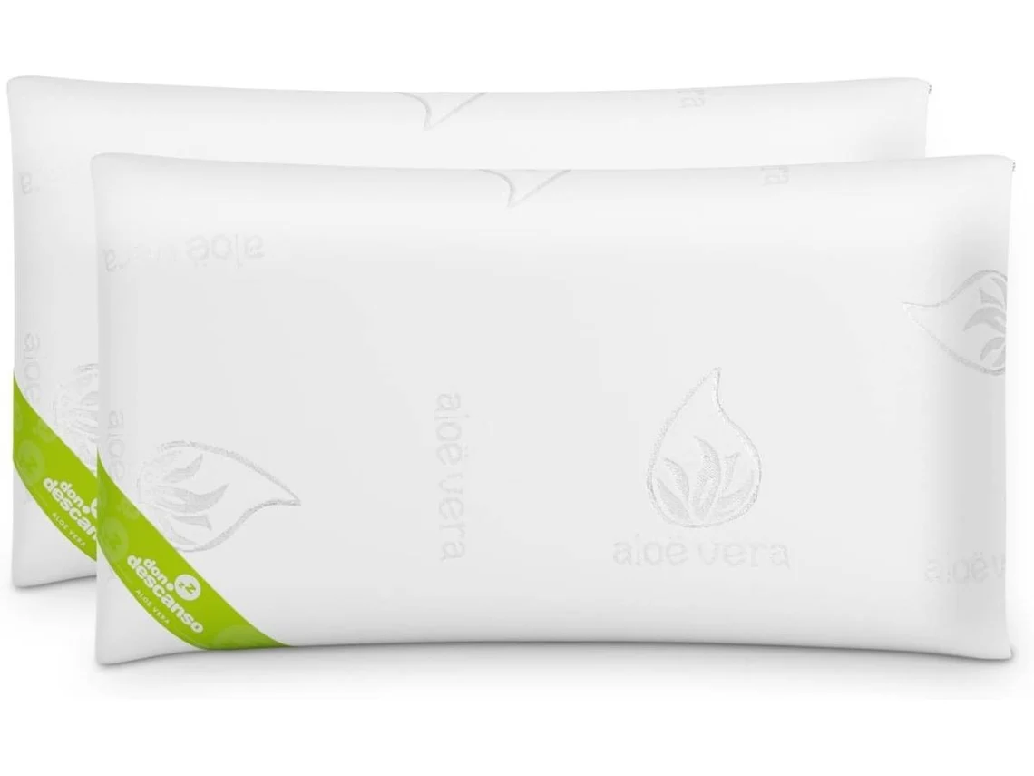 Almohadas Copos Viscoelástica  Nalui  Pack 2 (70x38 cm), Firmeza Media Aloe Vera Blanco