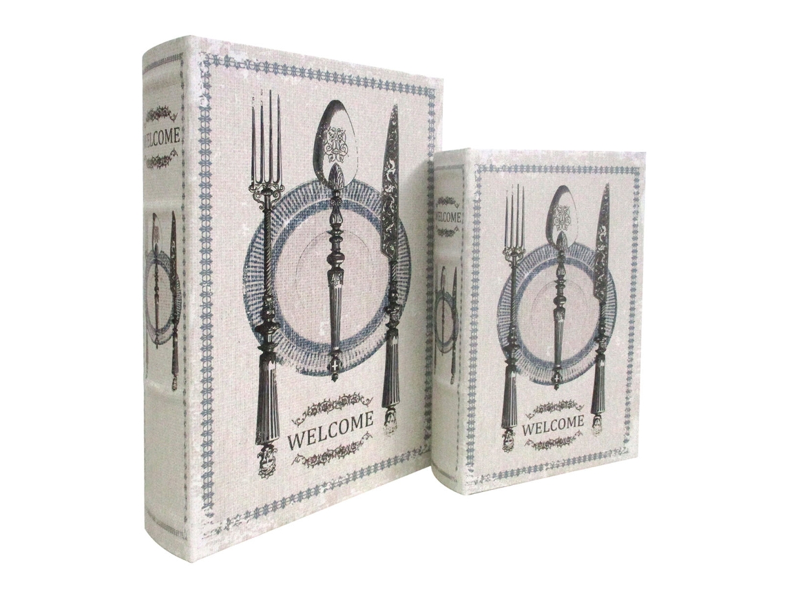 Juego de Cajas Decorativas SIGNES GRIMALT Libro Blanco Madera MDF 7x30x21 cm