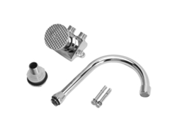 Grifo De Lavabo De Cocina De Acero Inoxidable, Accionado Con El Pie Y Montado En El Suelo, Con Doble Salida.