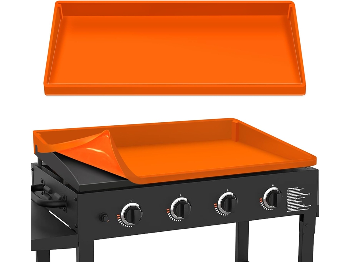 Funda para plancha Blackstone, de silicona resistente de grado alimenticio, con bordes mejorados y cobertura completa, y accesorios.