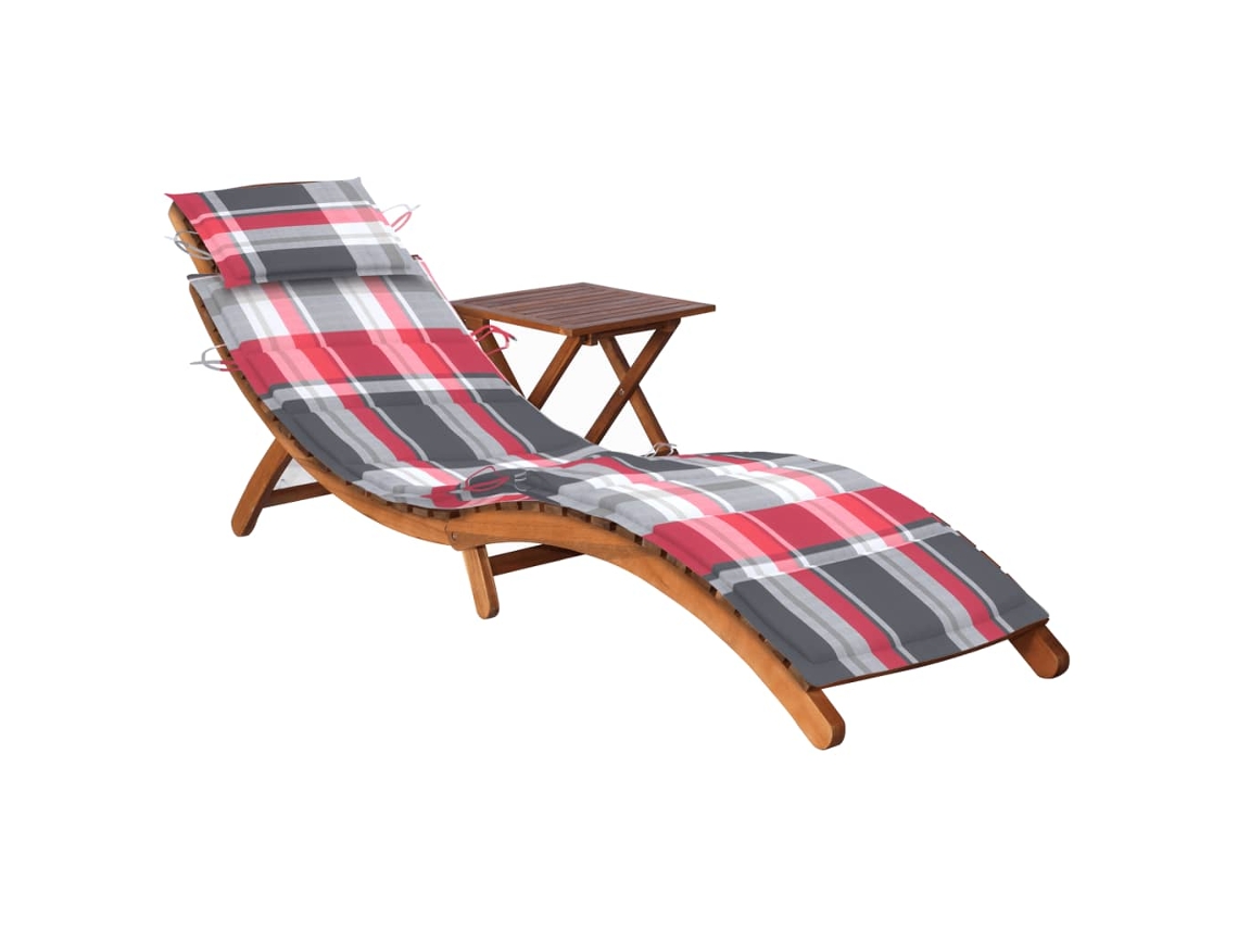 Tumbona de jardín Mueble para patio Asiento de jardín con mesa y cojín madera maciza de acacia