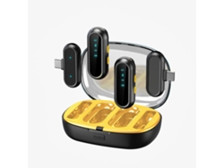 Micrófono De Solapa Inalámbrico Profesional (paquete De 2), Con 2 Receptores, Apto Para Grabar Con 2 Teléfonos (negro)