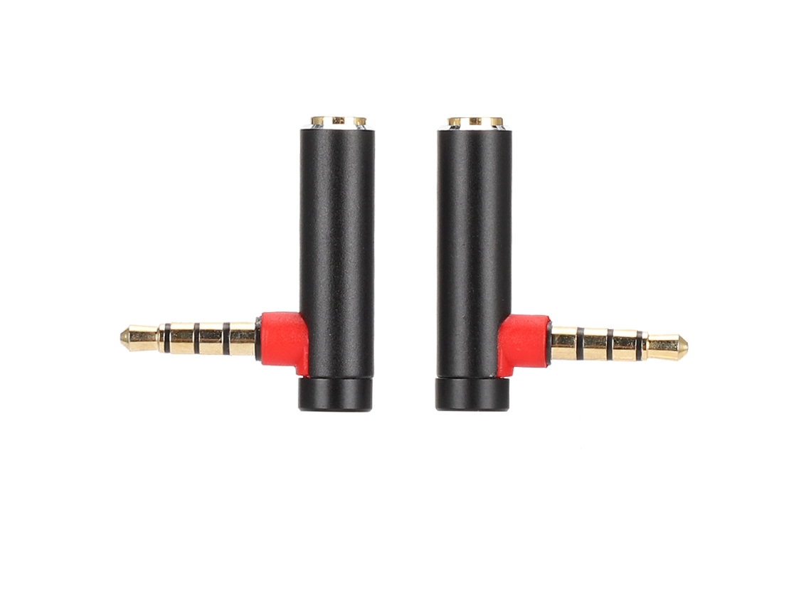 2 Adaptadores De Audio De 3,5 Mm Macho A Hembra En Ángulo Recto, Conector Estéreo Negro