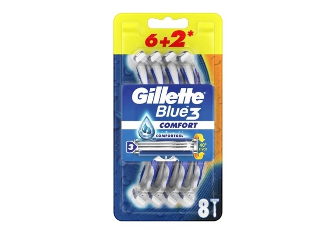 Maquinillas de afeitar desechables Blue 3 Comfort (paquete de 8) - Gillette, calidad de ingeniería alemana