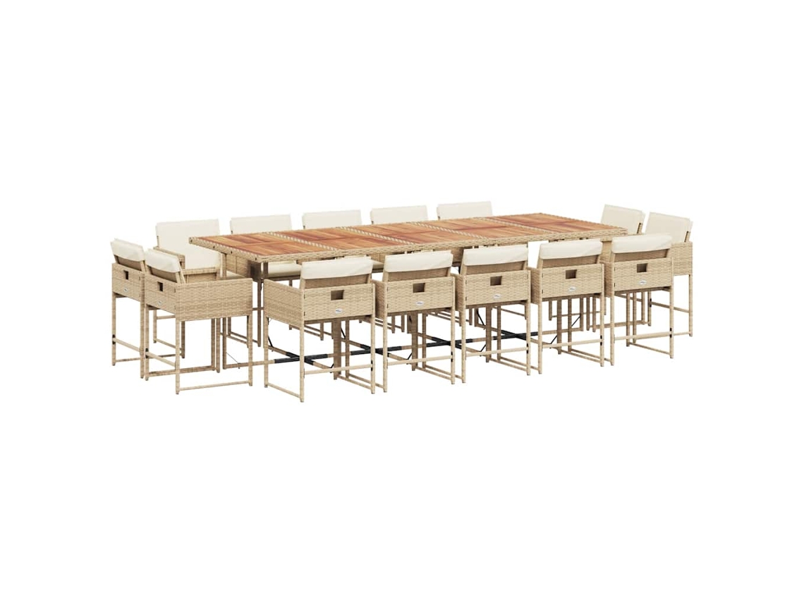Maison Exclusive - Set Comedor De Jardín Con Cojines 15 Pzas Ratán Sintético Beige