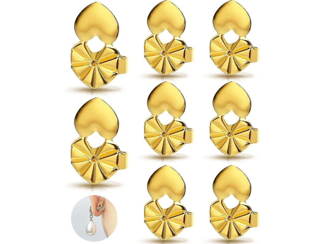 4 Pares De Cierres Para Pendientes Con Forma De Corazón, Hipoalergénicos, Ajustables Para Pendientes Pesados Y Orejas Caídas.