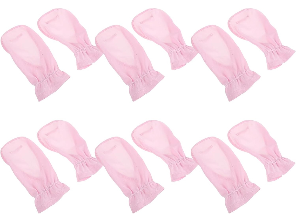 Conjunto De 6 Pares De Luvas Femininas Sem Dedos Com Proteção Solar, Corte Curto, Rosa.