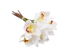 Rebe-6 Tallos Orquídeas Falsas Decoración Floral De Seda Impresa 3d Alambre De Hierro Para Bodas Fiestas Blanco