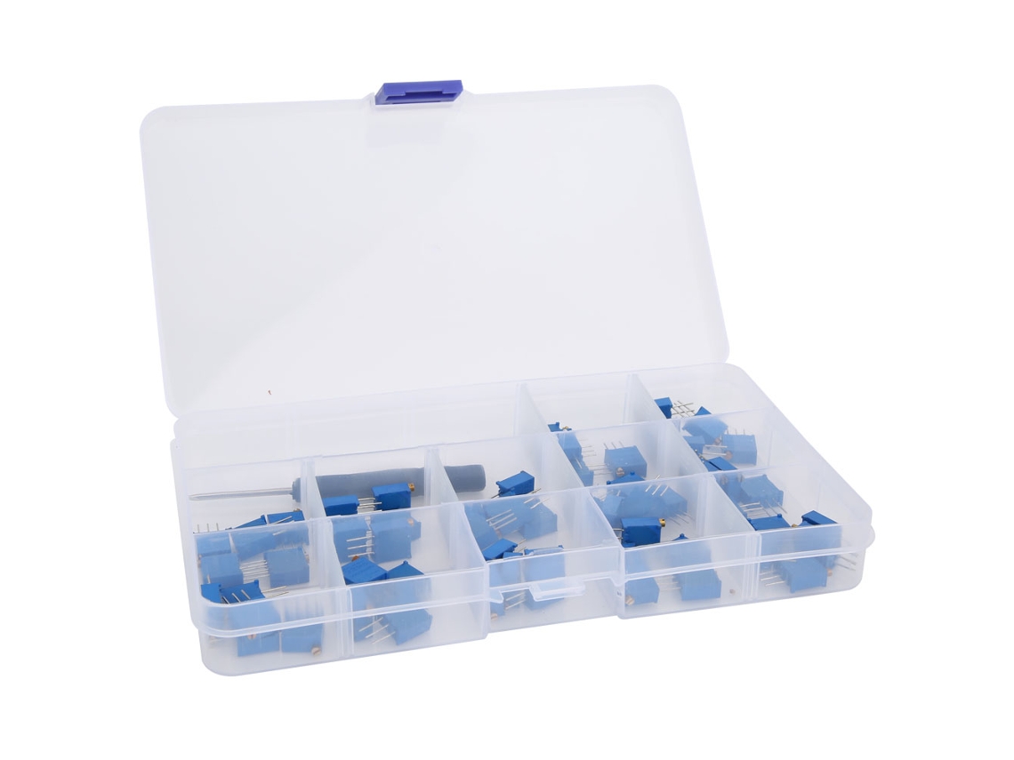 Kit De 60 Potenciómetros Ajustables De 3296 W Con Estuche Y Llave De Ajuste.