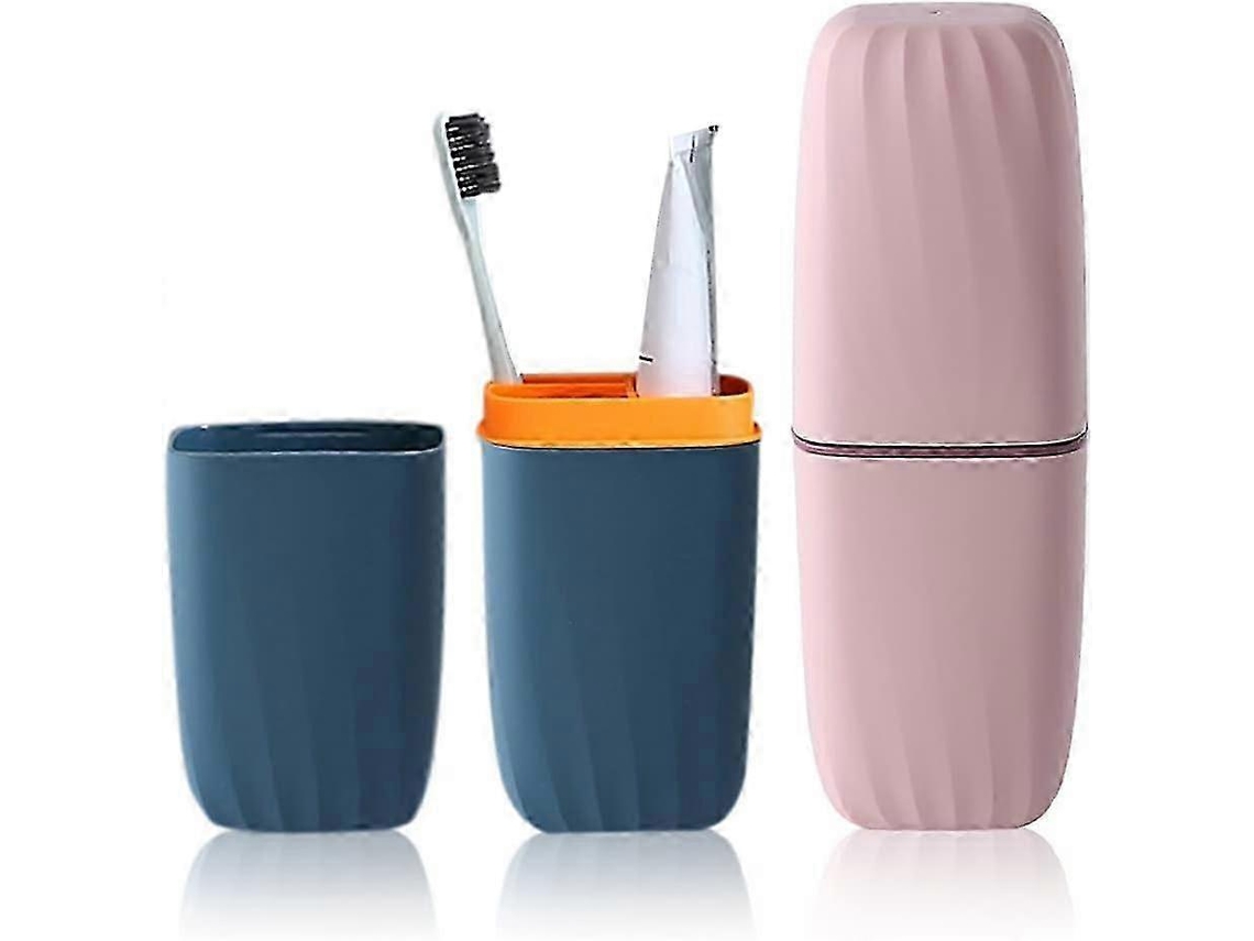 soportes portátiles para cepillos de dientes y pasta de dientes, organizador para exteriores, viajes, camping, escuela, Rosewell (azul y rosa)