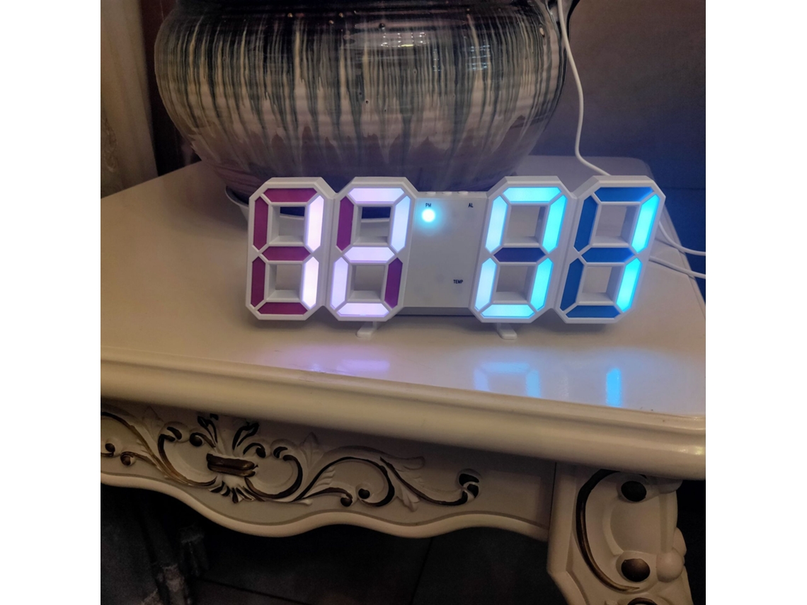 Reloj Digital 3D Inteligente con Alarma, LED, Regalo Electrónico, Reloj Grande con Visualización de Temperatura Kofihety