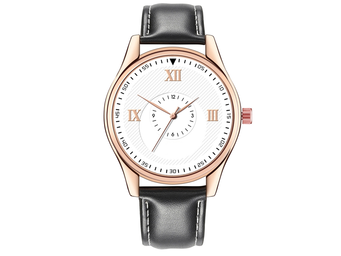 Reloj De Pulsera De Cuarzo Con Correa De Poliuretano, Para Hombre Y Mujer, Esfera Redonda, Diseño De Hojas Rosas.