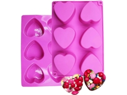 Molde De Silicona Corazón 6 Huecos Para Chocolate Pastel Gelatina Pudin Jabón Artesanal Dulces Hechos A Mano