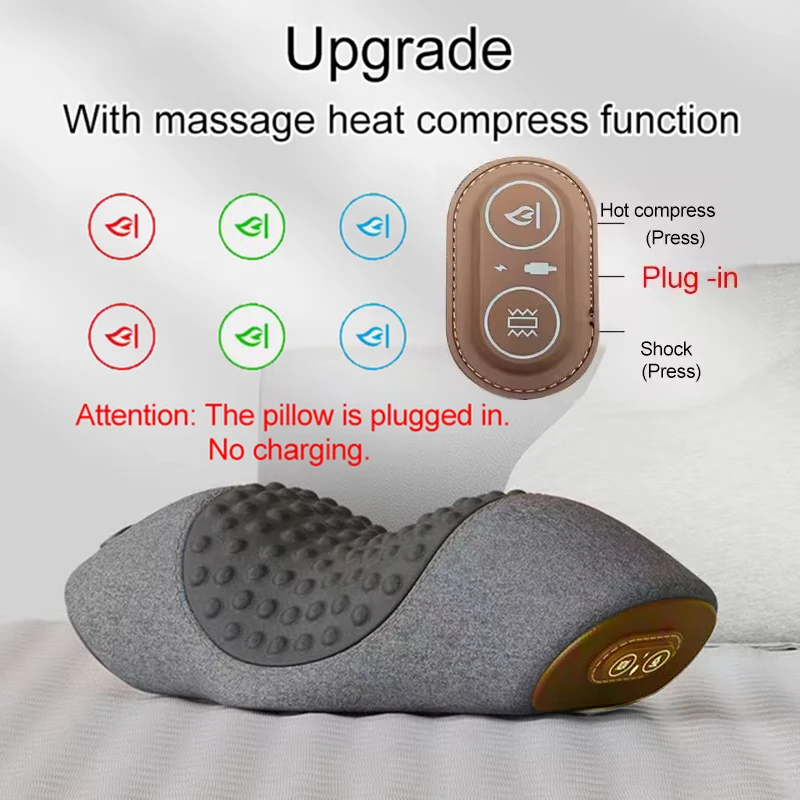 (gris Oscuro Mejorado) Masajeador De Cuello Eléctrico/almohada Cervical Con Terapia De Calor, Estiramiento De Cuello, Calefacción Y Vibración.