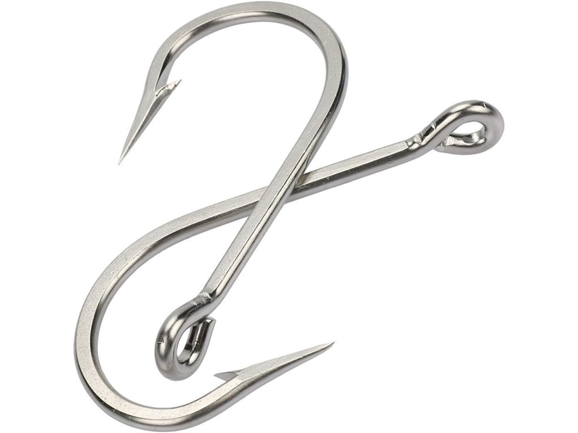 Juego De 2 Anzuelos Pesca, Acero Inoxidable, Grandes Para Carnada Tiburón Y Atún, Extra Resistentes Pesca E...