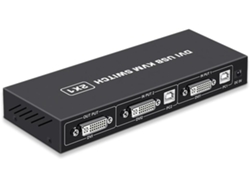 Conmutador Kvm 4k Dvi 2 En 1 Para Compartir Ordenador, Teclado Usb Y Ratón.