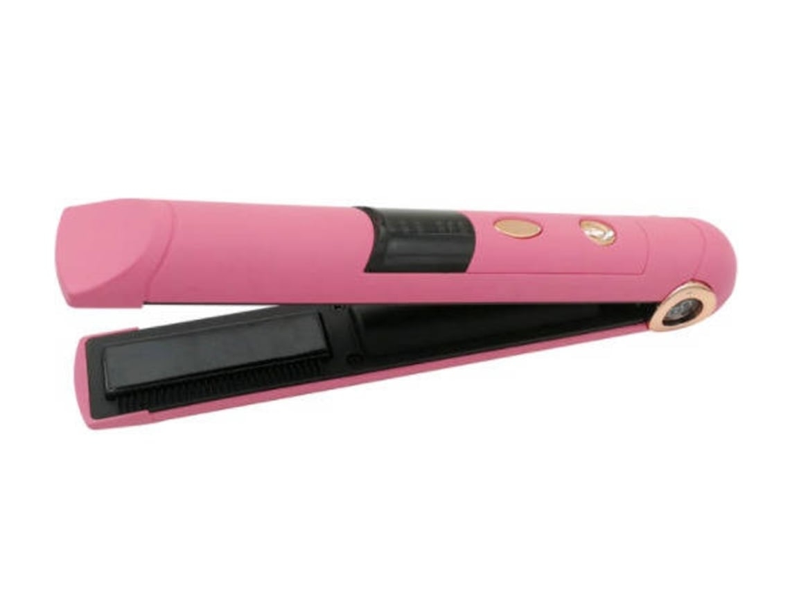 Plancha de Pelo y Rizador Inalámbrico 2 en 1 30 Segundos Temperatura Constante 180 Grados Cerámica Rosa YEMAESRE