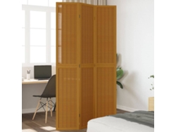 Biombo de 3 paneles de madera maciza de paulownia marrón Wsd162734 Lovely Home
