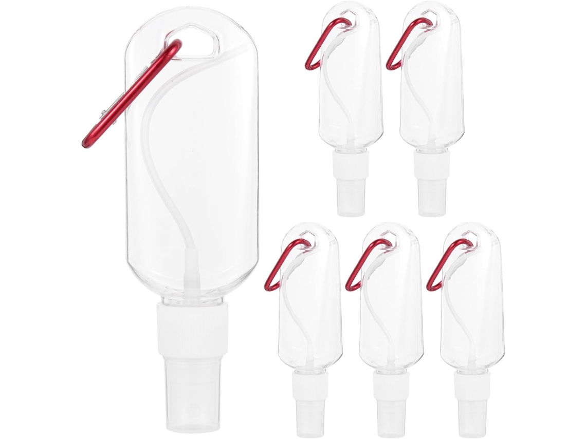 Lot De 6 Flacons Vaporisateurs 50ml Mousqueton, Bouteilles De Voyage Rechargeables Transparentes