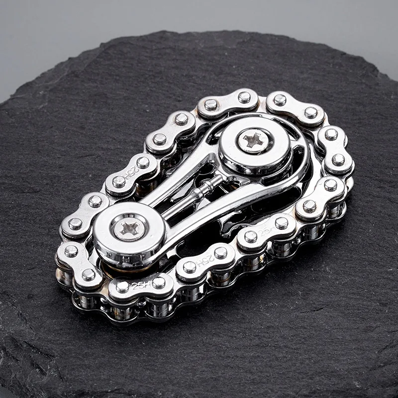Juguete Antiestrés De Aleación Con Rueda Giratoria Y Cadena De Engranajes De Metal (plateado)