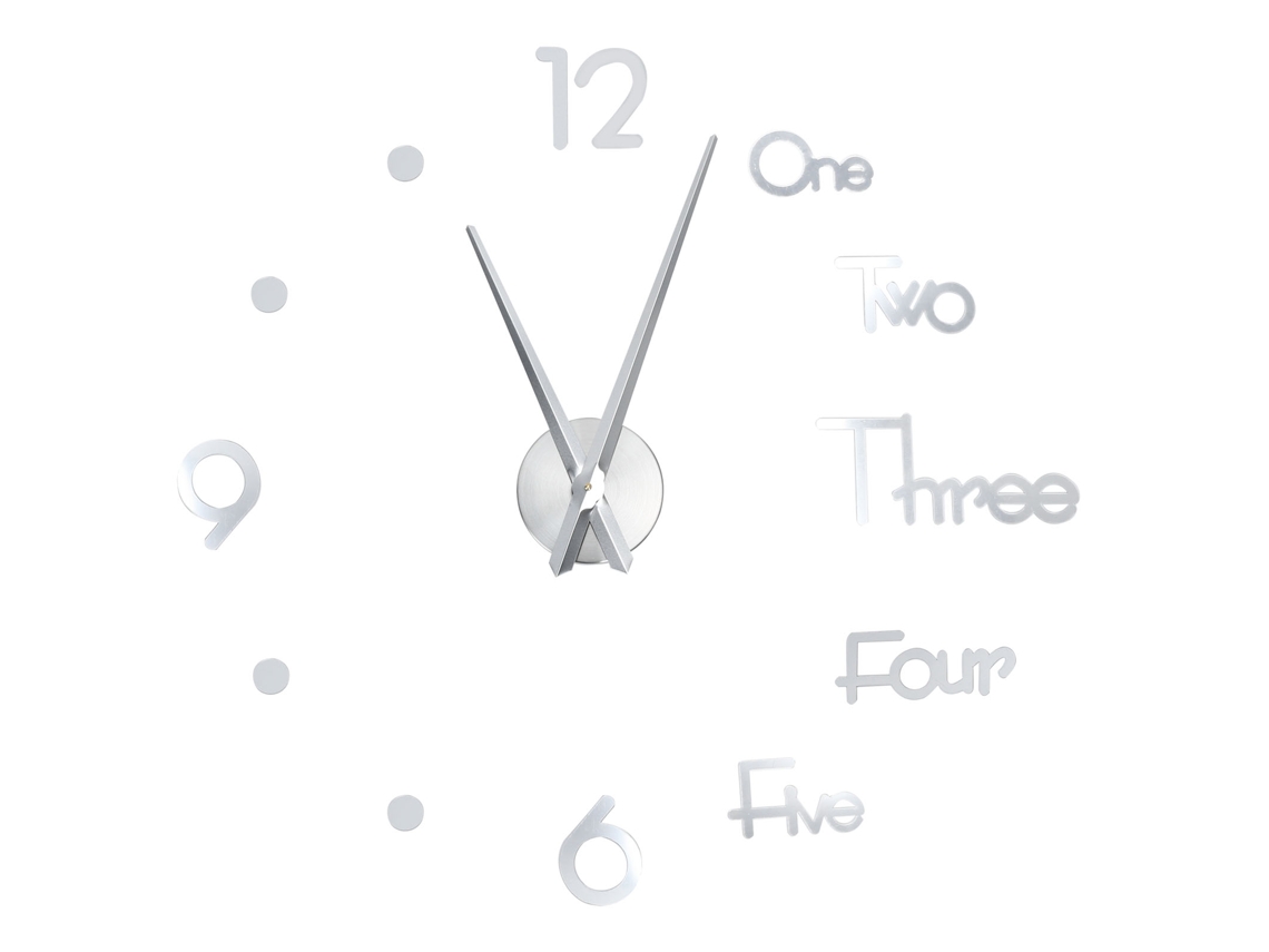 Reloj de pared Baok sin marco con pegatina de espejo, decoración DIY para el hogar o la oficina, grande, plateado.