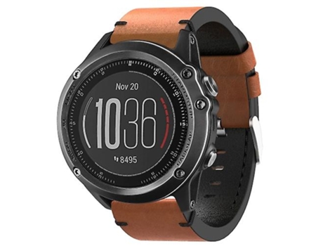 Correa Para Reloj Garmin Fenix 3 26mm Correa con Hebilla de Acero y Sutura de Cuero Marrón VENISYMLIS