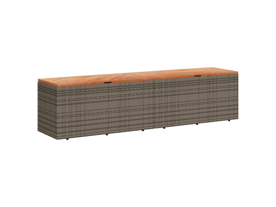 Caja de almacenamiento de jardín 220x50x54 cm Mimbre/Madera maciza de acacia Gris MAISON EXCLUSIVE