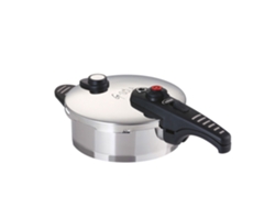 Olla a presión LG Sola de 2,5 galones, acero inoxidable 18/10, triple seguridad, cocción rápida y ultrarrápida, apta para inducción y lavavajillas, con recetario.