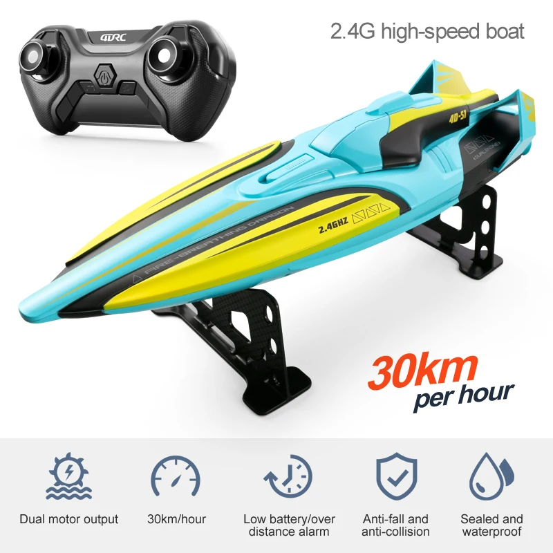 (verde) Barco De Carreras De Alta Velocidad Con Control Remoto De 2,4 G, Lancha Rápida Y Juego Acuático