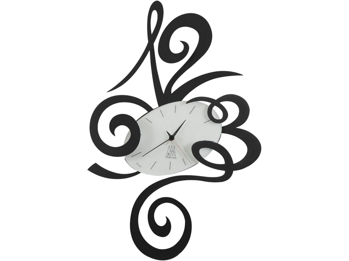 Reloj de pared Robin Black de acero, diámetro 45 cm, estilo minimalista y silencioso, ideal para el hogar y la oficina, fabricado en Italia. Arti Mestieri