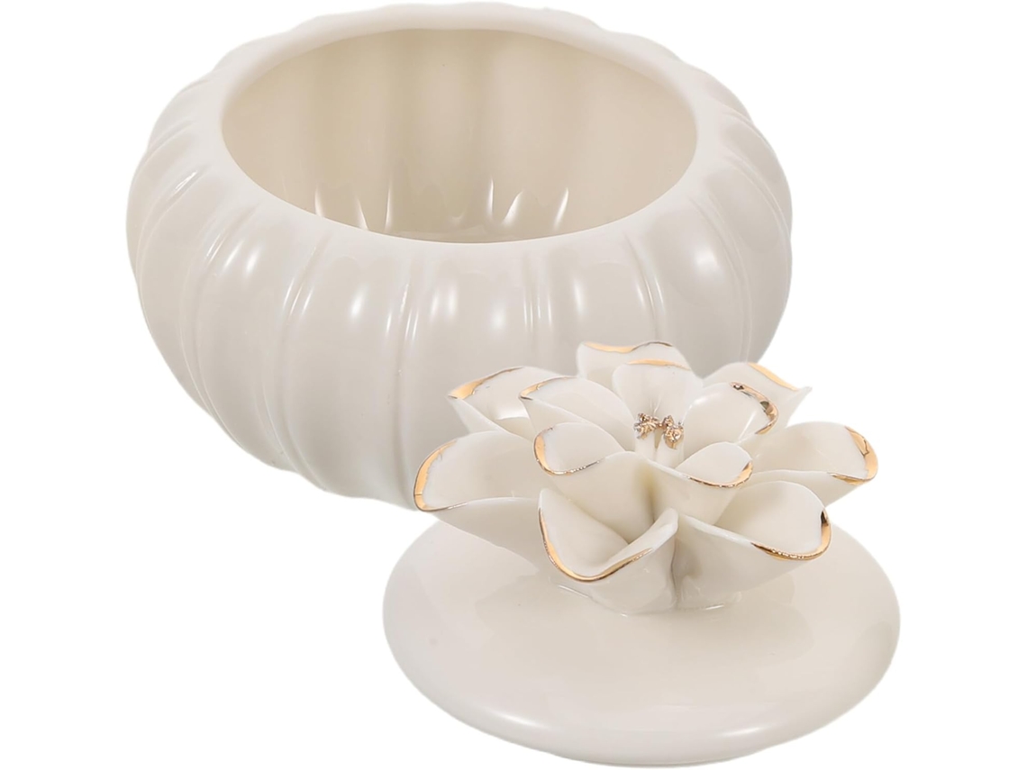 Pequeño Joyero De Cerámica Con Tapa, Ideal Para Guardar Anillos Y Collares.