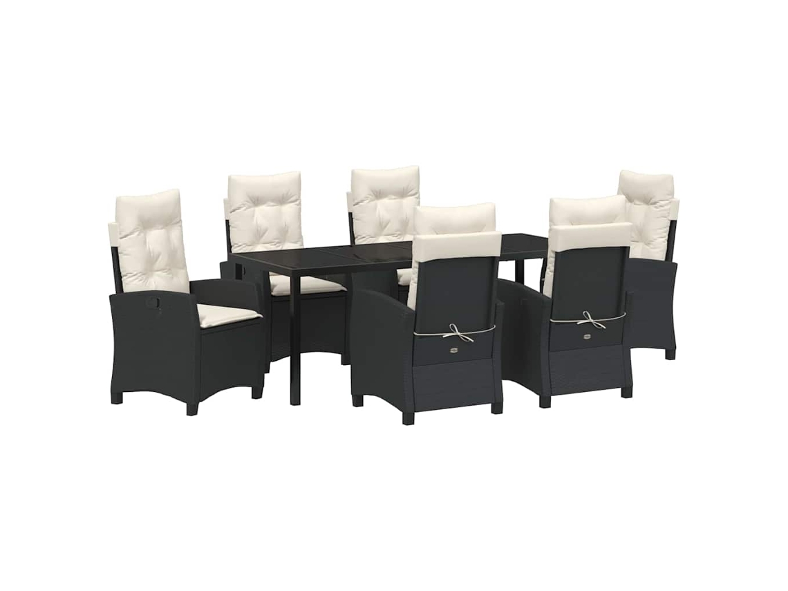 Maison Exclusive - Conjunto De Comedor De Jardín 7 Pcs Negro Ratán Sintético