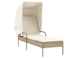 Tumbona de mimbre beige con dosel MAISON EXCLUSIVE