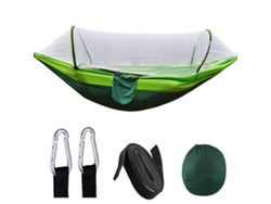 Hamaca De Camping Con Mosquitera, Tafetán De Nailon 210t, Apertura Rápida Automática, Para Uso Exterior, 260 X 140 Cm, Color Verde Fruta.