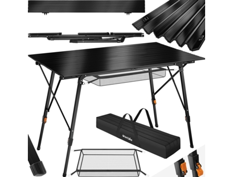 Mesa plegable de aluminio Bastián ajustable en altura TECTAKE 120 x 70.5 x 79 cm