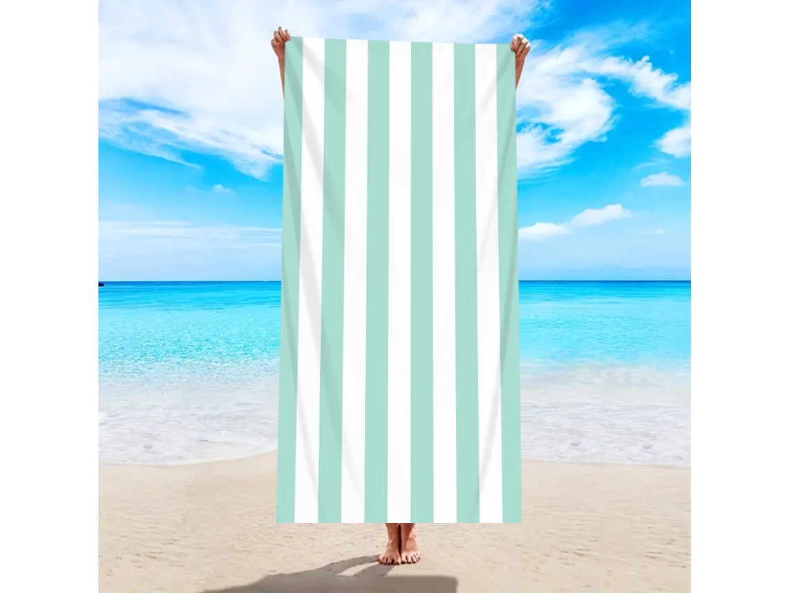 Toalla de playa de microfibra a rayas Yuysan, de alta absorción y secado rápido, 180 x 90 cm, modelo ST019, color verde claro.