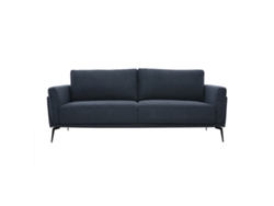 Sofá de diseño Miliboo de 3 plazas en tejido de terciopelo texturizado azul oscuro y metal Mosco negro