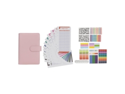 Cuaderno De Hojas Sueltas A6 Con Cubierta De Cuero Desmontable Y Anillas 6, Para Tomar Notas Y Escribir, Exquisito Rosado Con Pegatinas